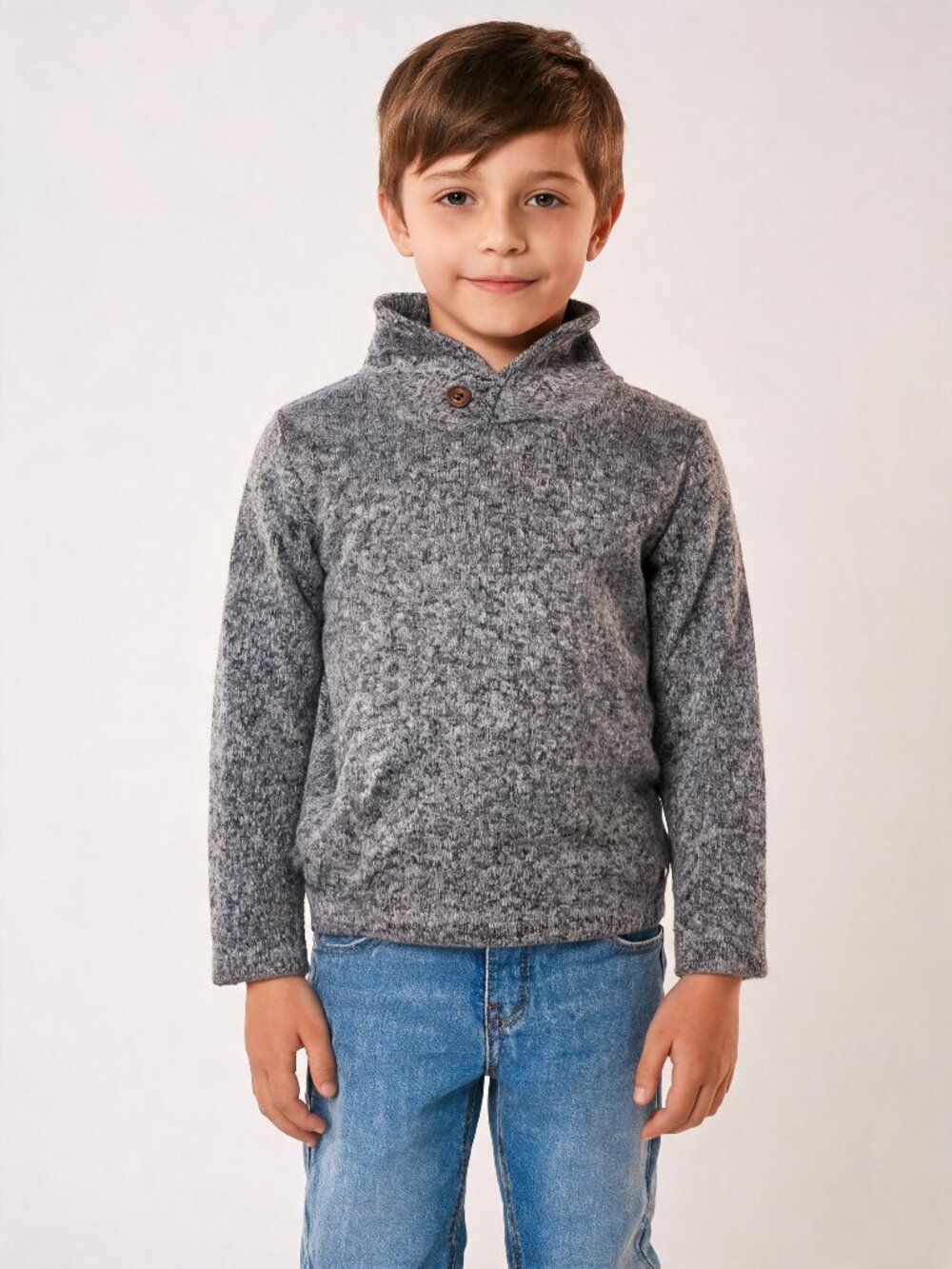 Jumping Beans boys gray pullover sweater size 6 cozy knit top